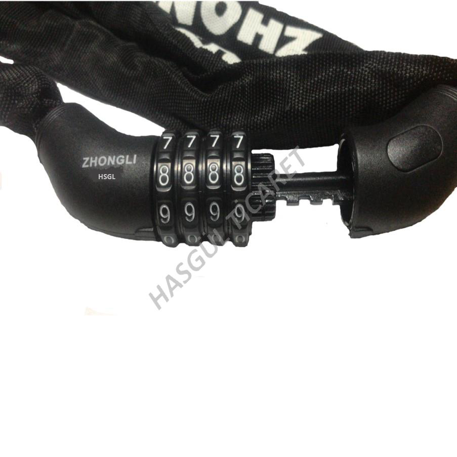 Hsgl  Bisiklet   4Mm X 120Cm  Şifreli Zincir Kilit 