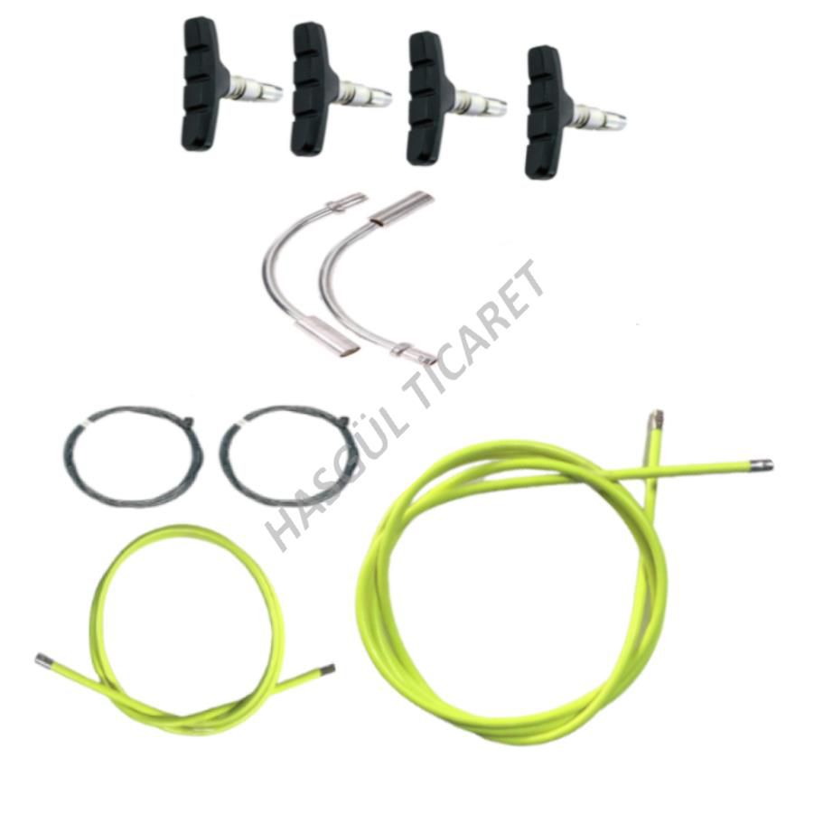 Hsgl  Bisiklet Fren Neon Sari Kablo Tel Papuç Pipo Set