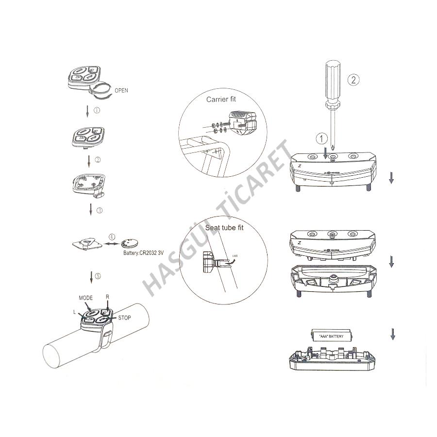 Hsgl  Bisiklet Wireless Ledli Sinyal & Stop Lamba Xc-199