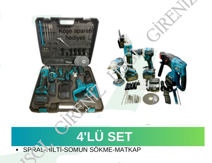 Hsgl  Hkt-900 4’Lü Akülü Şarjlı Set Somun Sıkma, Spiral, Hilti Ve 