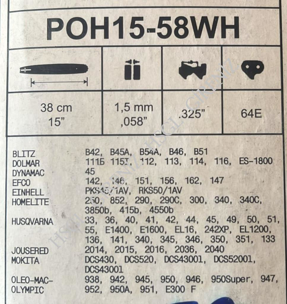 Hsgl Motorlu Testere  3/25 32 Diş Kılavuz Pala Dolmar echo husq o