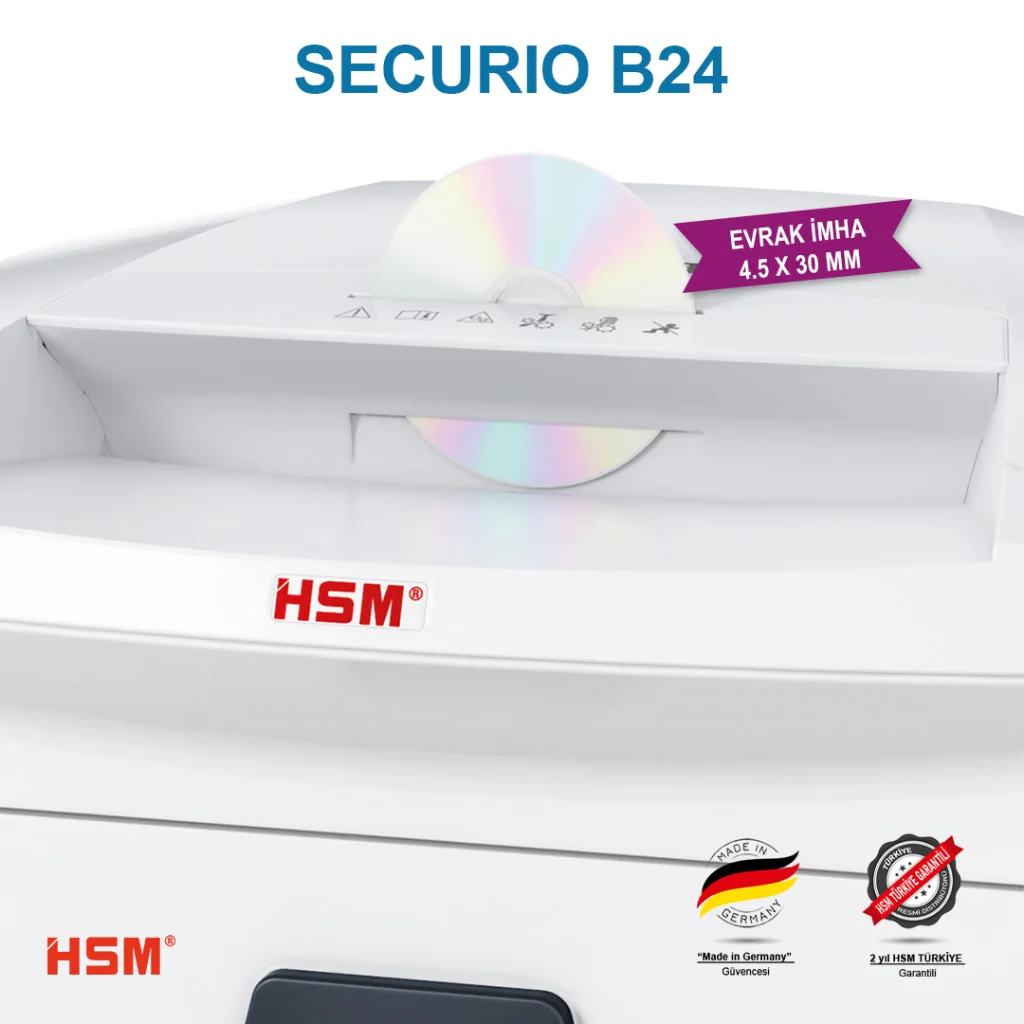 HSM SECURIO B24 - Çapraz/konfeti kesim 4,5x30mm Evrak İmha Makine