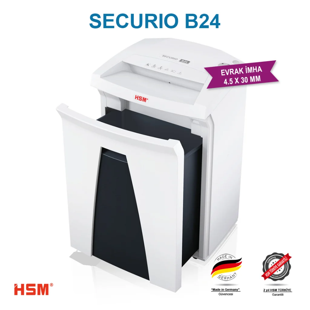 HSM SECURIO B24 - Çapraz/konfeti kesim 4,5x30mm Evrak İmha Makine