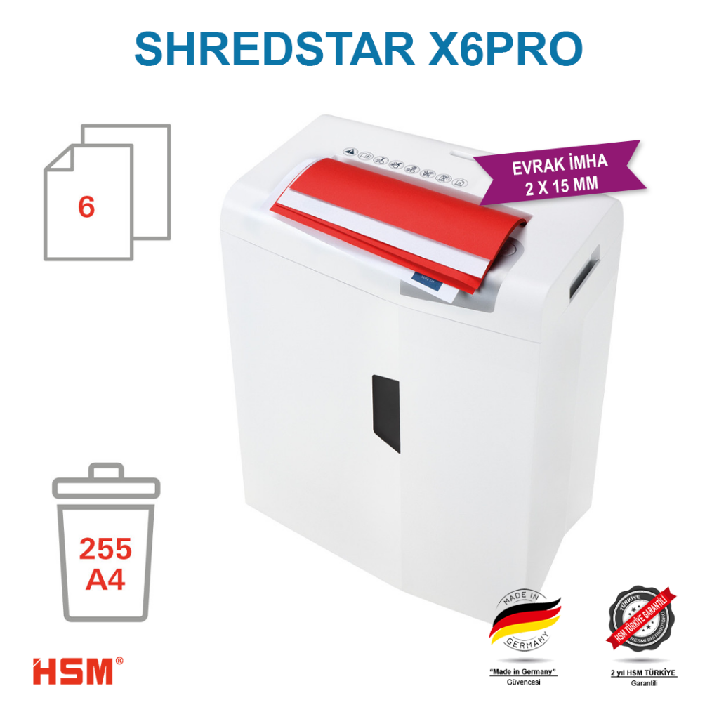 HSM SHREDSTAR X6 PRO Evrak İmha Makinesi / Kağıt Kırpma Makinesi 