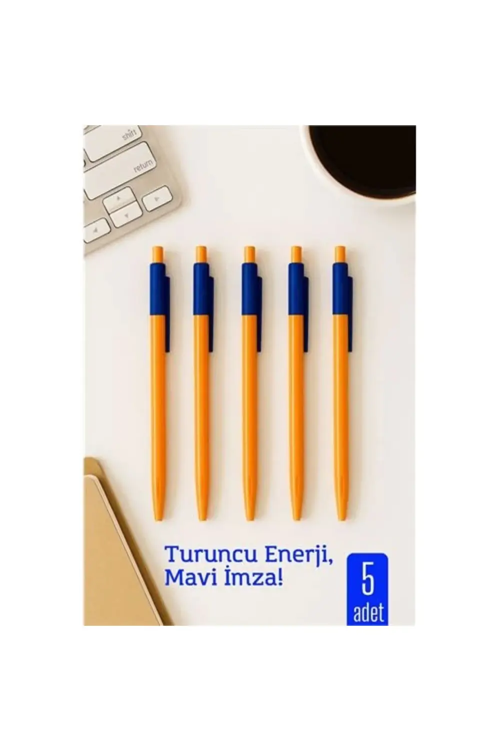 HSNET Tükenmez Kalem Mavi Ofis ve Okul İçin Pratik Yazım 5 li PAK