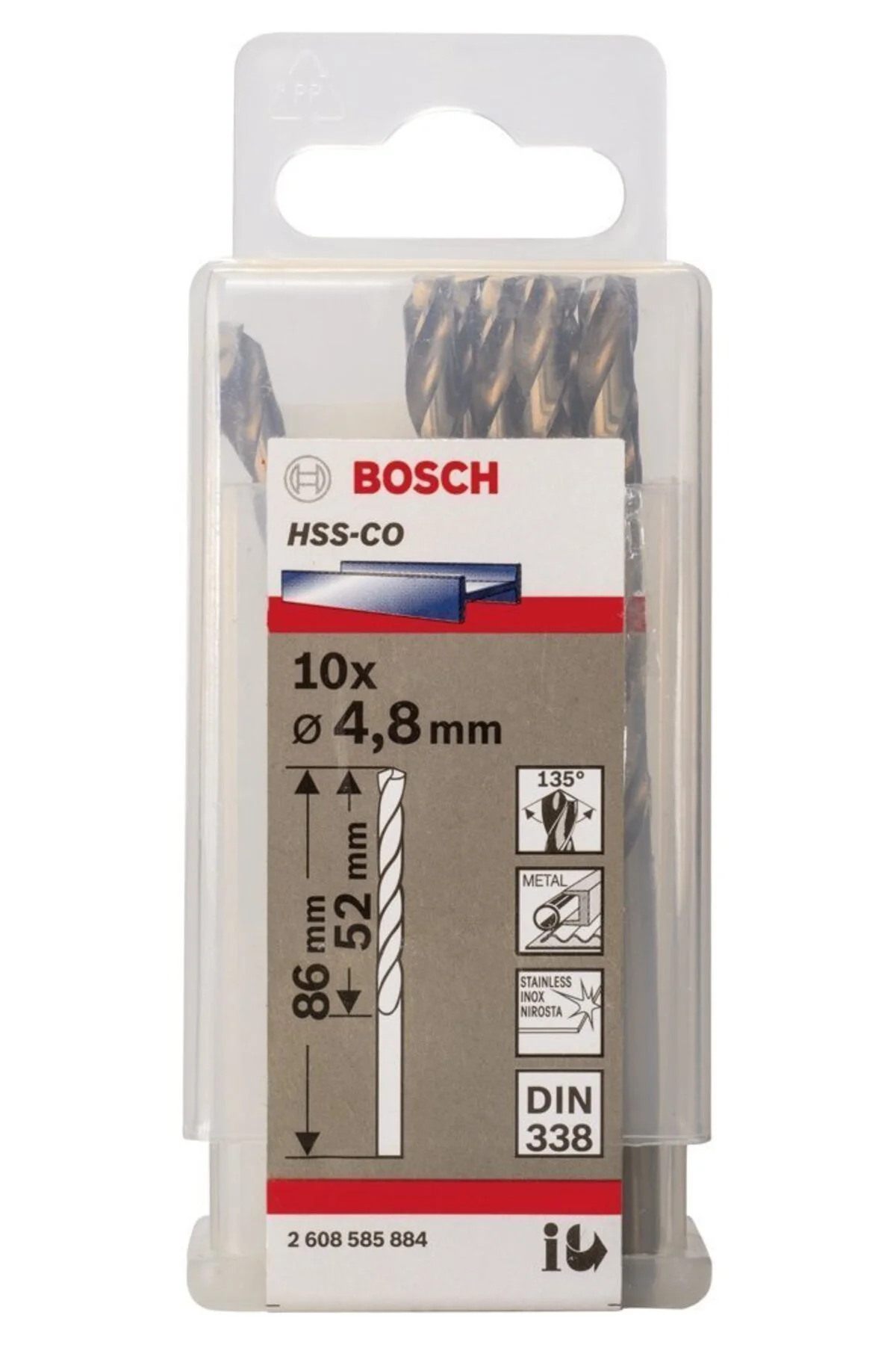 HSS 4,8x86 mm Kobaltlı Matkap Ucu 10'lu Paket 2608585884