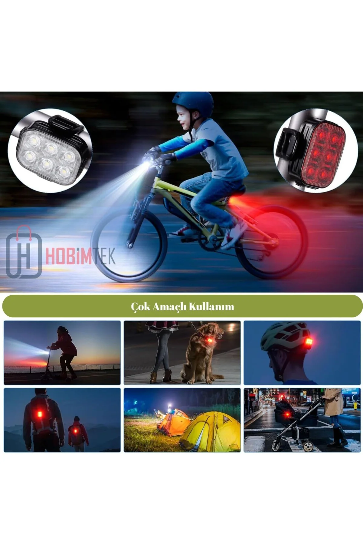 Ht-29 Şarjlı Bisiklet Işığı Ön Arka Flaşlı Usb 4 Mod Stop Lambası