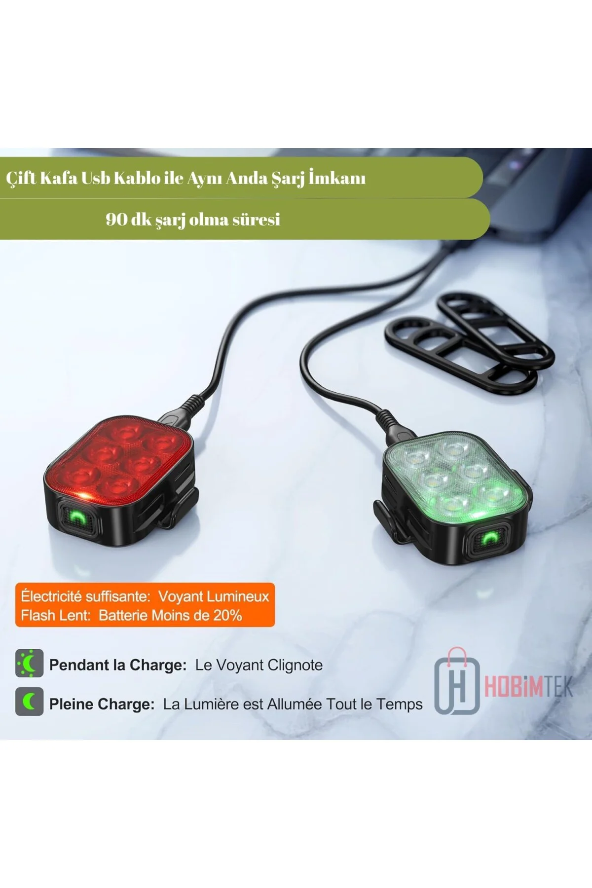 Ht-29 Şarjlı Bisiklet Işığı Ön Arka Flaşlı Usb 4 Mod Stop Lambası