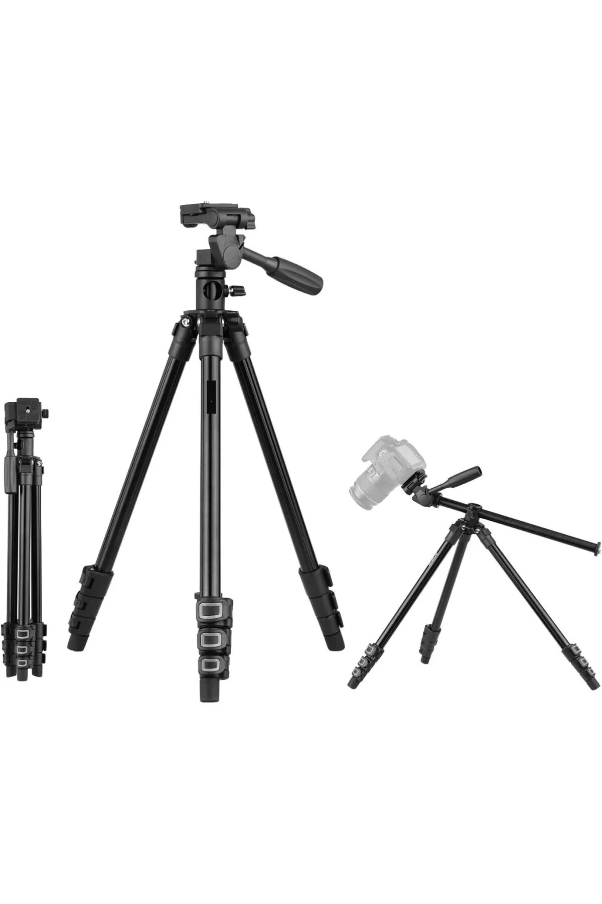 HT-T02 Profesyonel Tripod 154 Cm Yatay Kullanım Çok Fonksiyonlu Panoramik Kafa 360 Derec