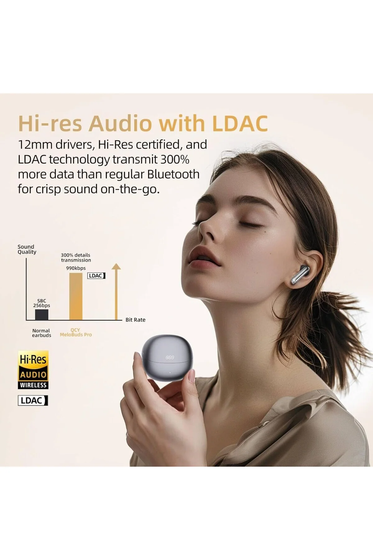 HT08 MeloBuds Pro Hi-Res LDAC Adaptif ANC 6 mikrofon Bluetooth 5.3 Kablosuz Kulaklık Siya