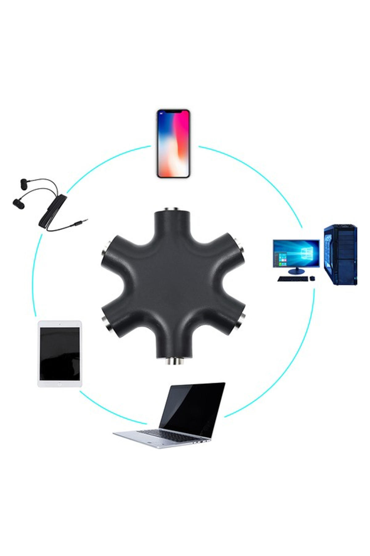 HU53D pm-24172 6li 3.5mm stereo aux çoklayici