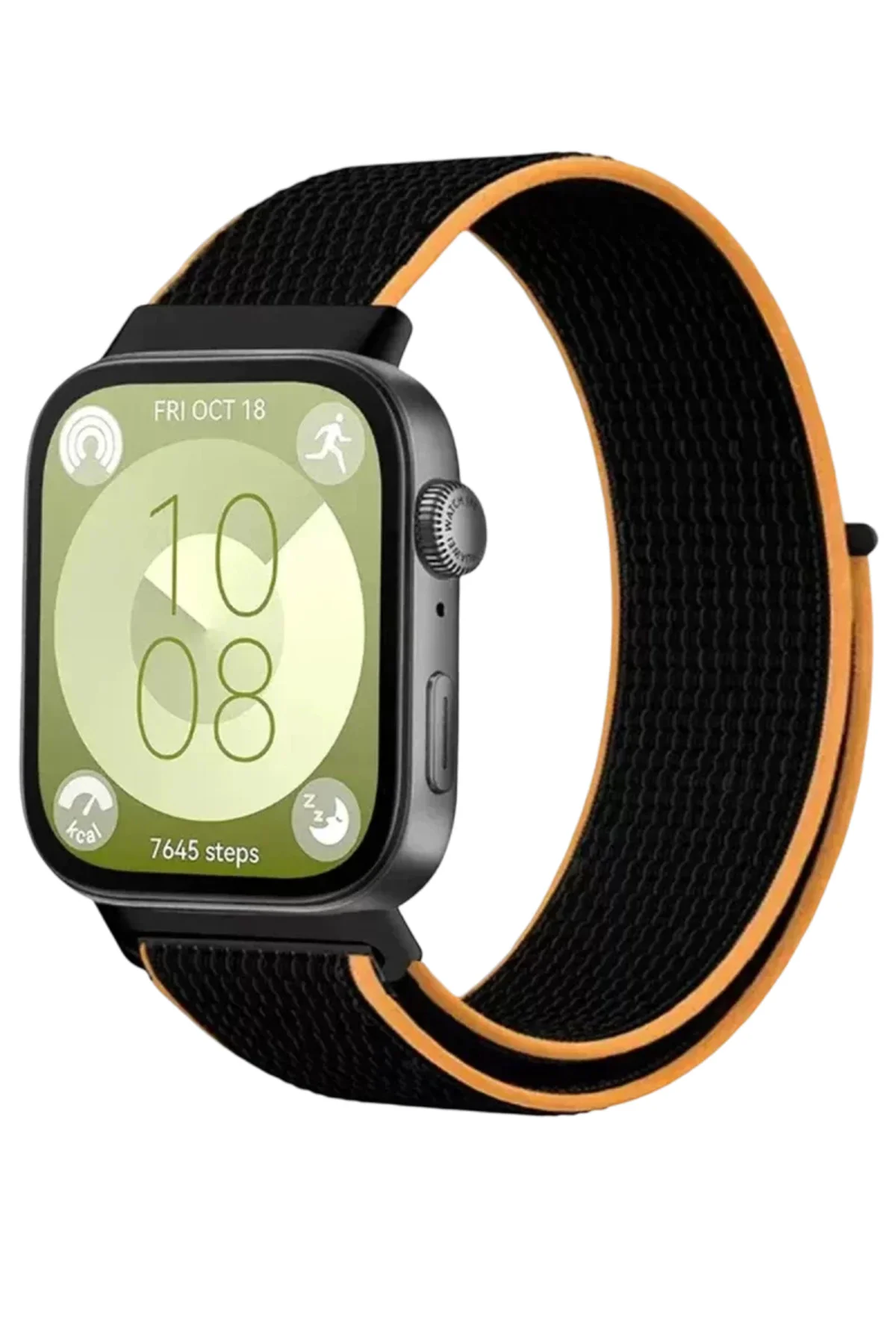Huawei Fit 4 Hasırlı Cırtcırtlı Kordon - Siyah-Turuncu Huawei Fit 4 Hasırlı Cırtcırtlı Kordon - Siyah-Turuncu