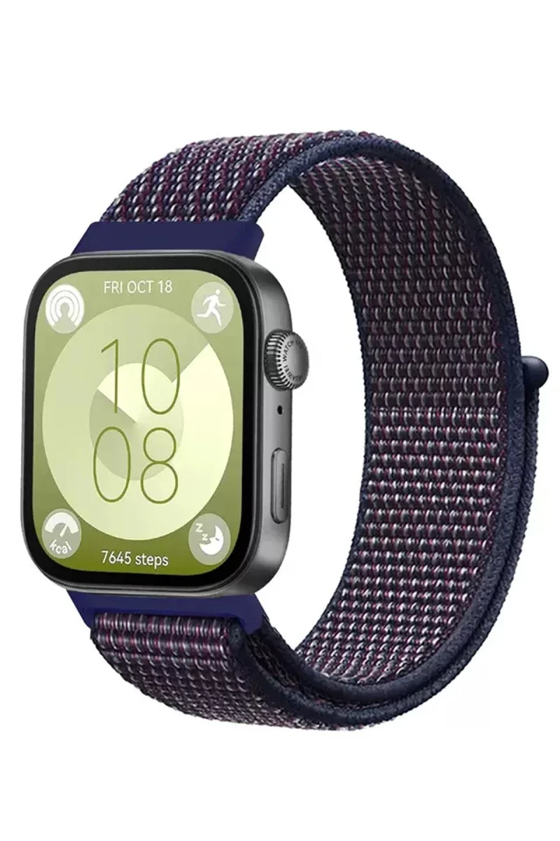 Huawei Fit 4 Hasırlı Cırtcırtlı Kordon - Mavi-Beyaz Huawei Fit 4 Hasırlı Cırtcırtlı Kordon - Mavi-Beyaz