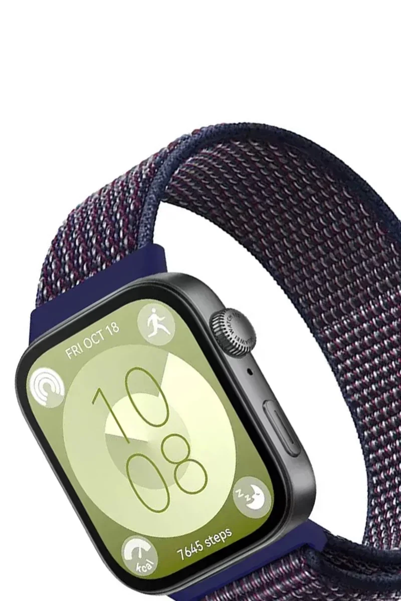 Huawei Fit 4 Hasırlı Cırtcırtlı Kordon - Mavi-Beyaz Huawei Fit 4 Hasırlı Cırtcırtlı Kordon - Mavi-Beyaz