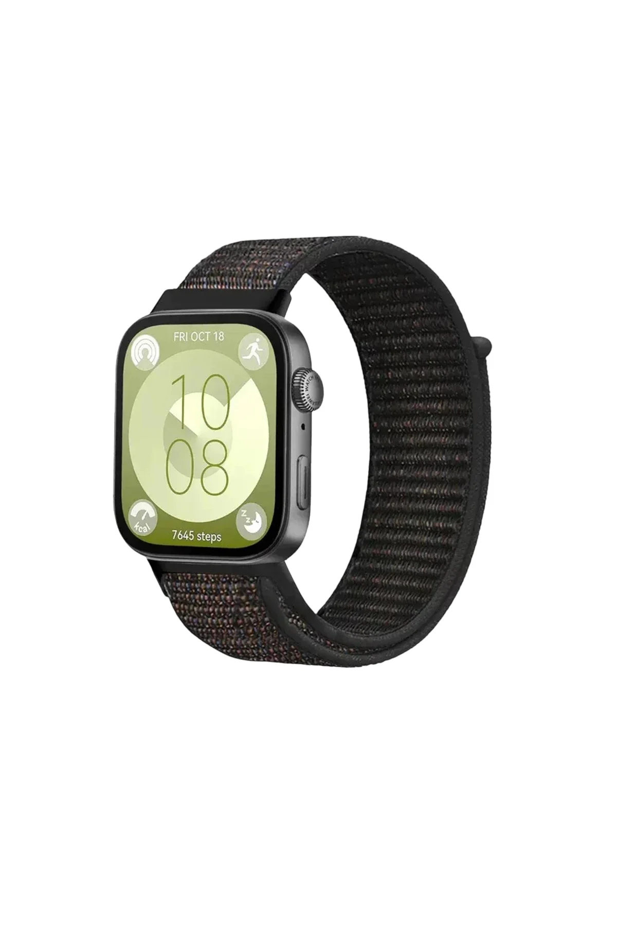Huawei Fit 4 Hasırlı Cırtcırtlı Kordon - Siyah