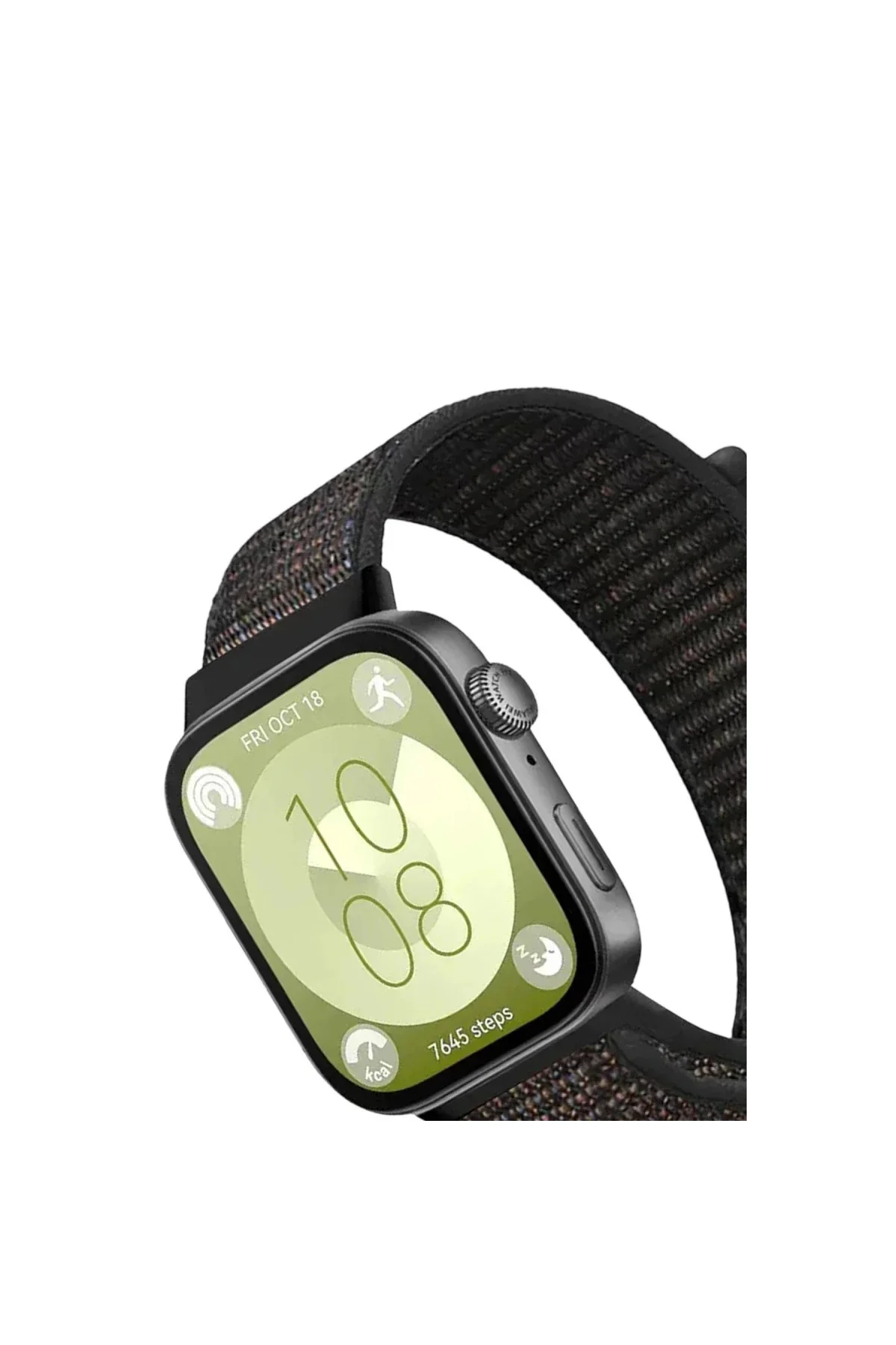 Huawei Fit 4 Hasırlı Cırtcırtlı Kordon - Siyah