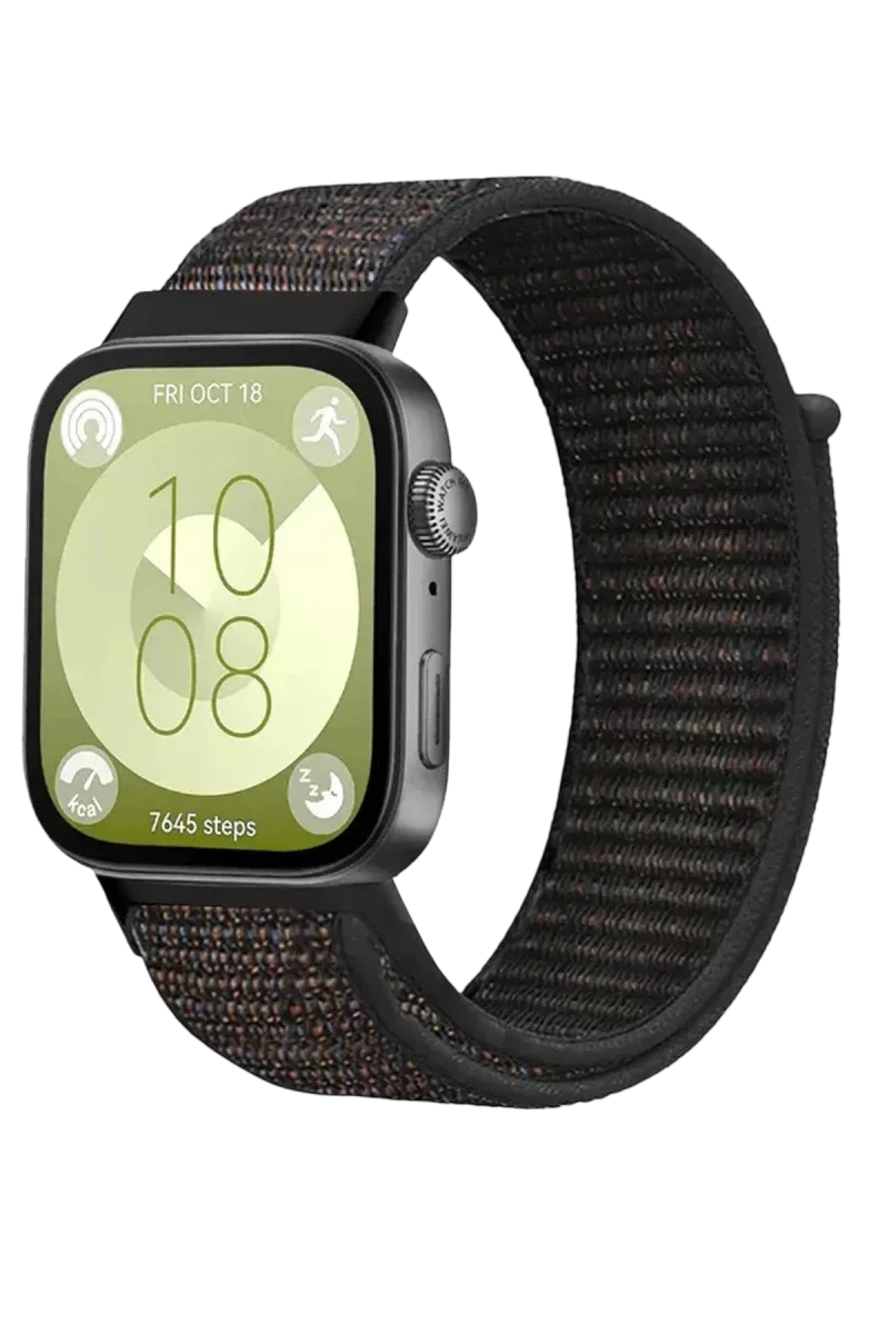 Huawei Fit 4 Hasırlı Cırtcırtlı Kordon - Siyah Huawei Fit 4 Hasırlı Cırtcırtlı Kordon - Siyah