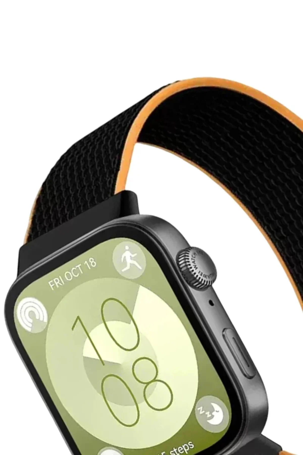 Huawei Fit 4 Hasırlı Cırtcırtlı Kordon - Siyah-Turuncu Huawei Fit 4 Hasırlı Cırtcırtlı Kordon - Siyah-Turuncu