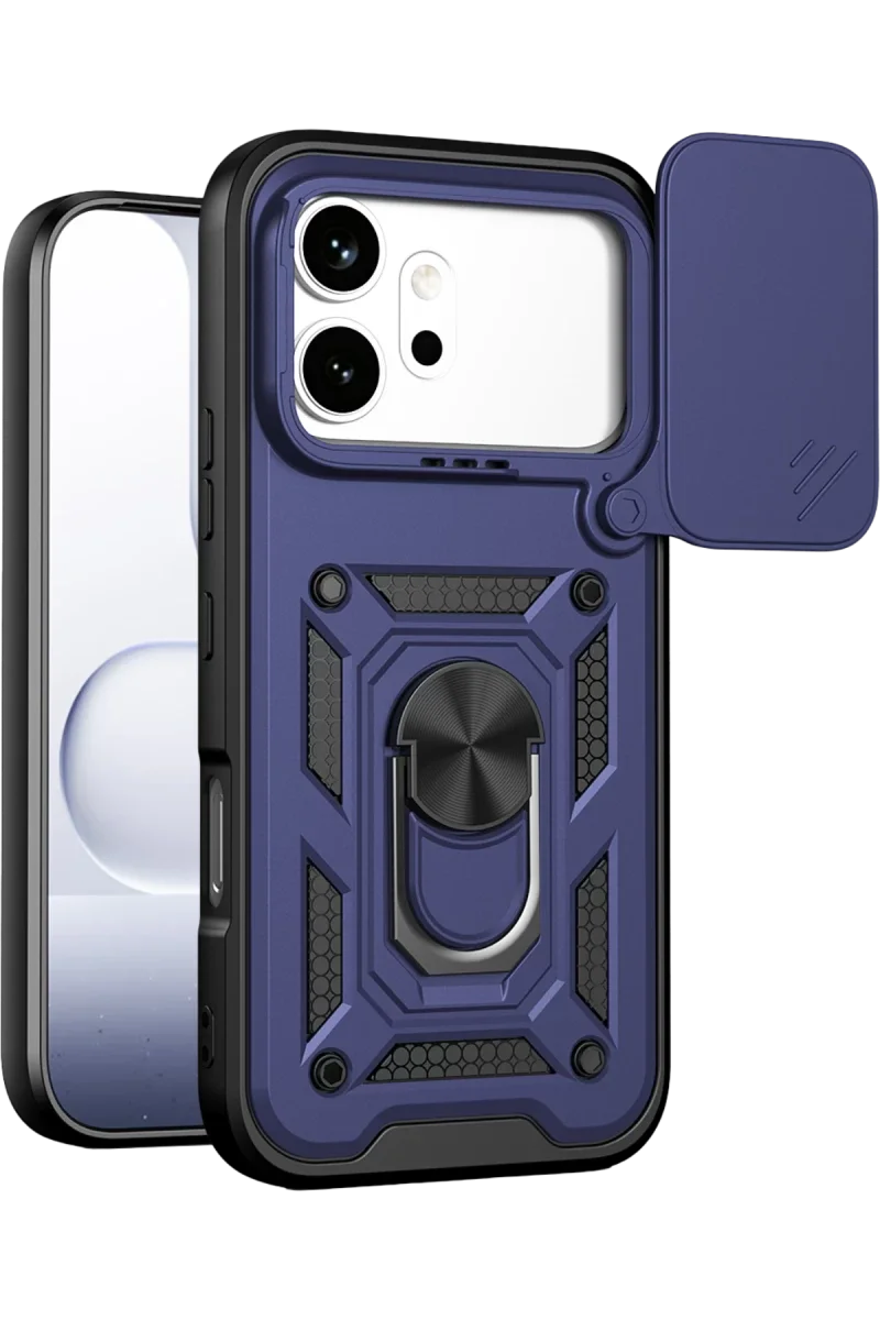 Huawei Honor 600 Pars Lens Yüzüklü Silikon - Lacivert