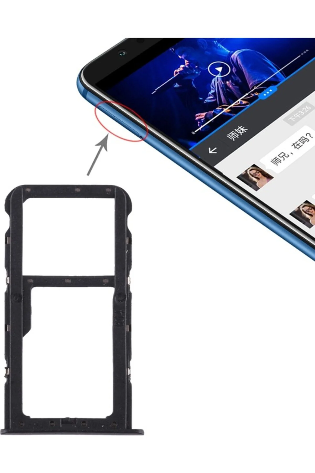 Huawei Honor Play 7x Için Tepsi + Mikro Sd Kart Tepsisi (Yurt Dışından) Mavi