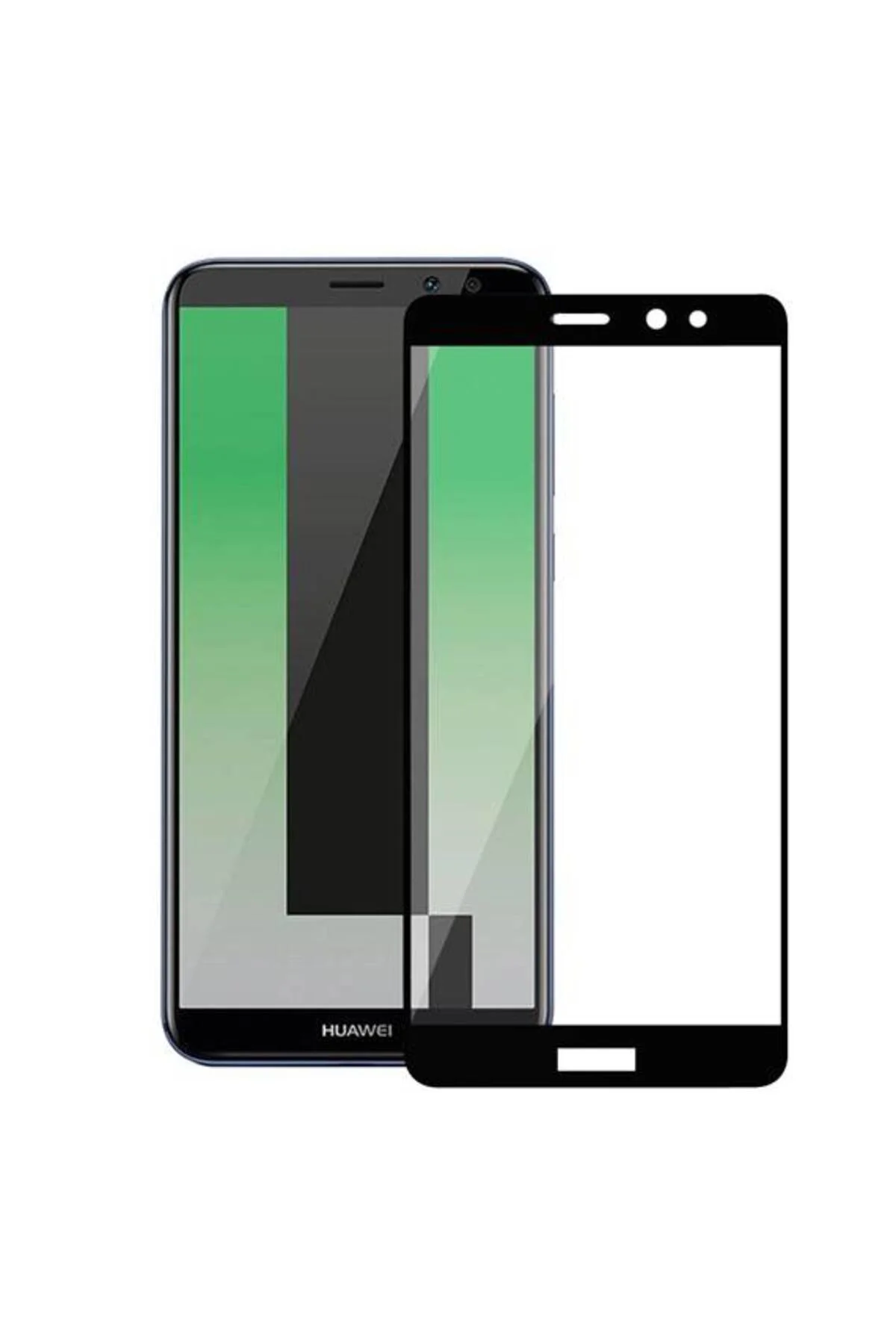 Huawei Mate 20 Lite 6D Tam Kaplayan Full Cam Ekran Koruyucu Siyah