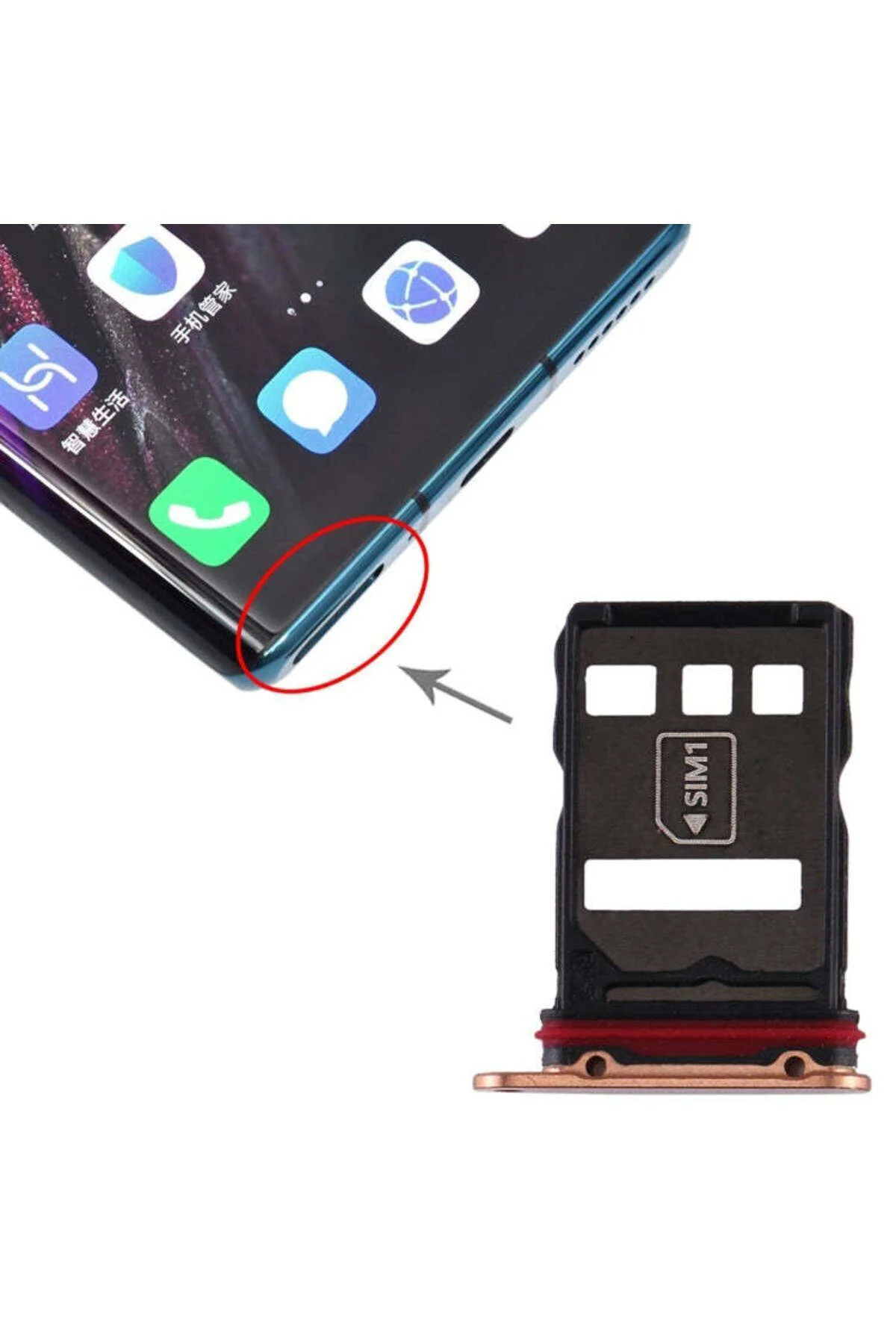 Huawei Mate 30 Pro Uyumlu Sim Kart Tepsisi Tepsisi Mor