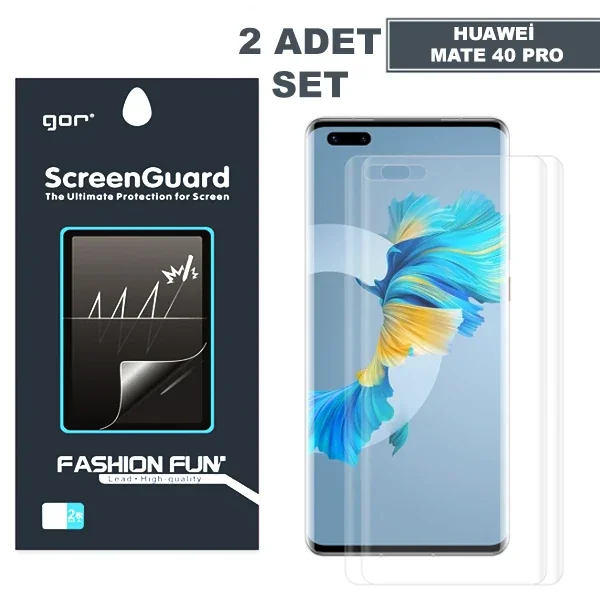 Huawei Mate 40 Pro 3D Kavisli Full Kaplama Darbe Emici Ekran Koruyucu 2'li Set - Kabarcıksız, Çizilmeye Dayanıklı, Bf+ Materyal
