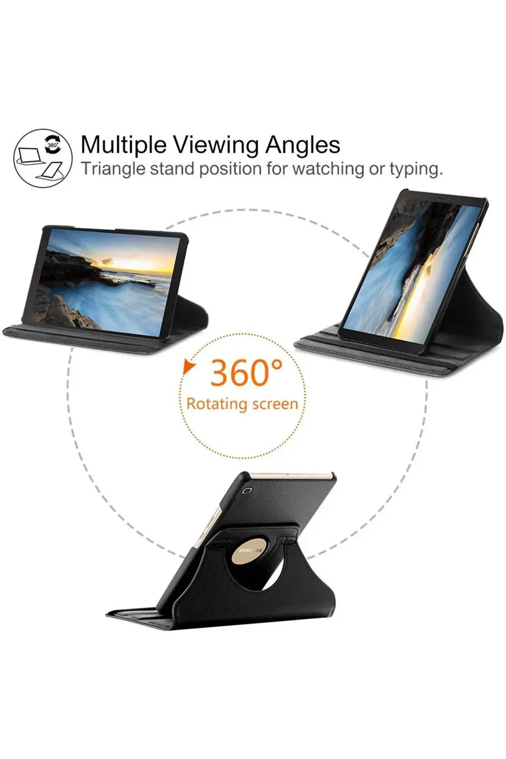 Huawei MatePad T8 8'' Deri Kapaklı 360 Kılıf Mor