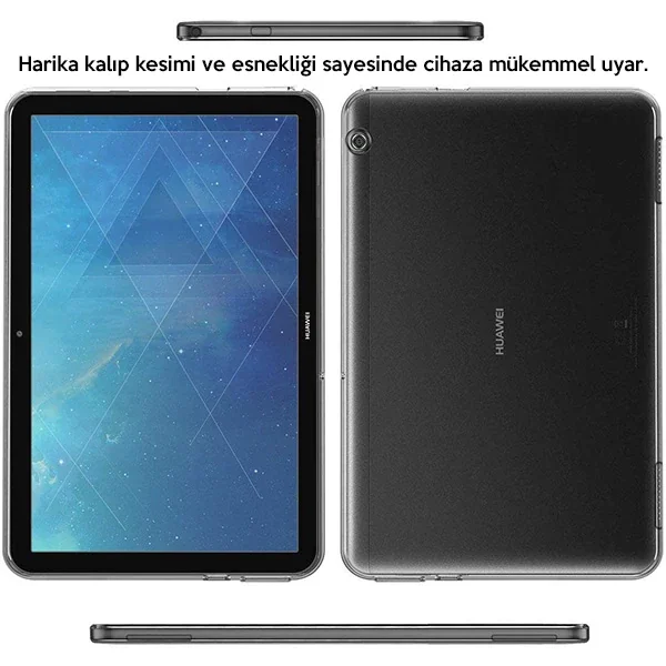 Huawei Mediapad T5 10.1" Şeffaf TPU Soft Silikon Kılıf - Çizik ve Darbe Koruması (5775)