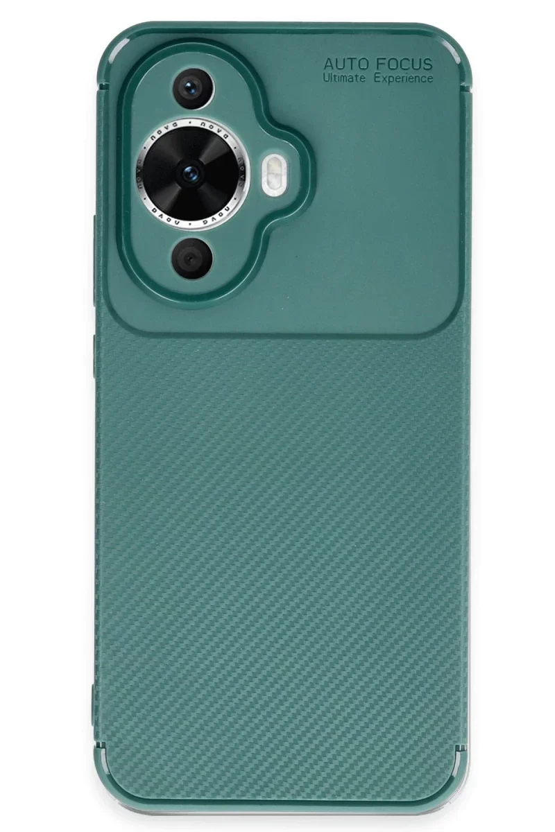 Huawei Nova 12S Kılıf Auto Focus Karbon Kapak - Koyu Yeşil