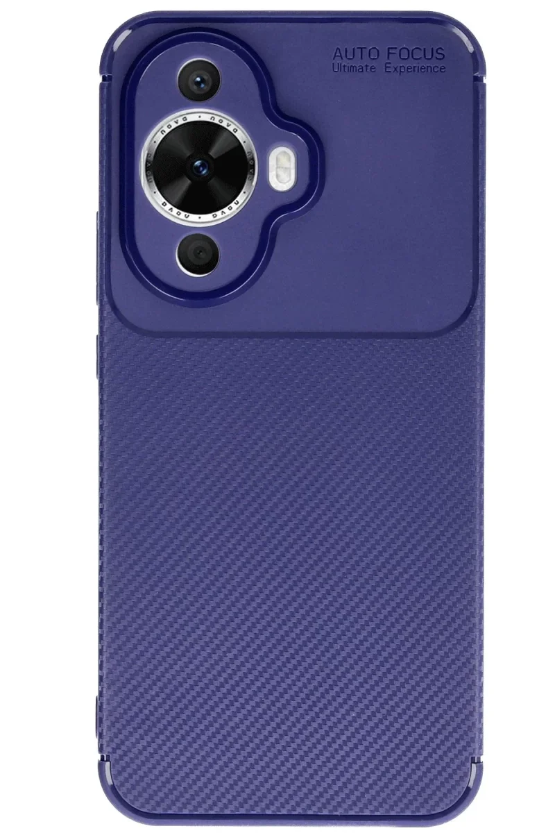 Huawei Nova 12S Kılıf Auto Focus Karbon Kapak - Lacivert Huawei Nova 12S Kılıf Auto Focus Karbon Kapak - Lacivert