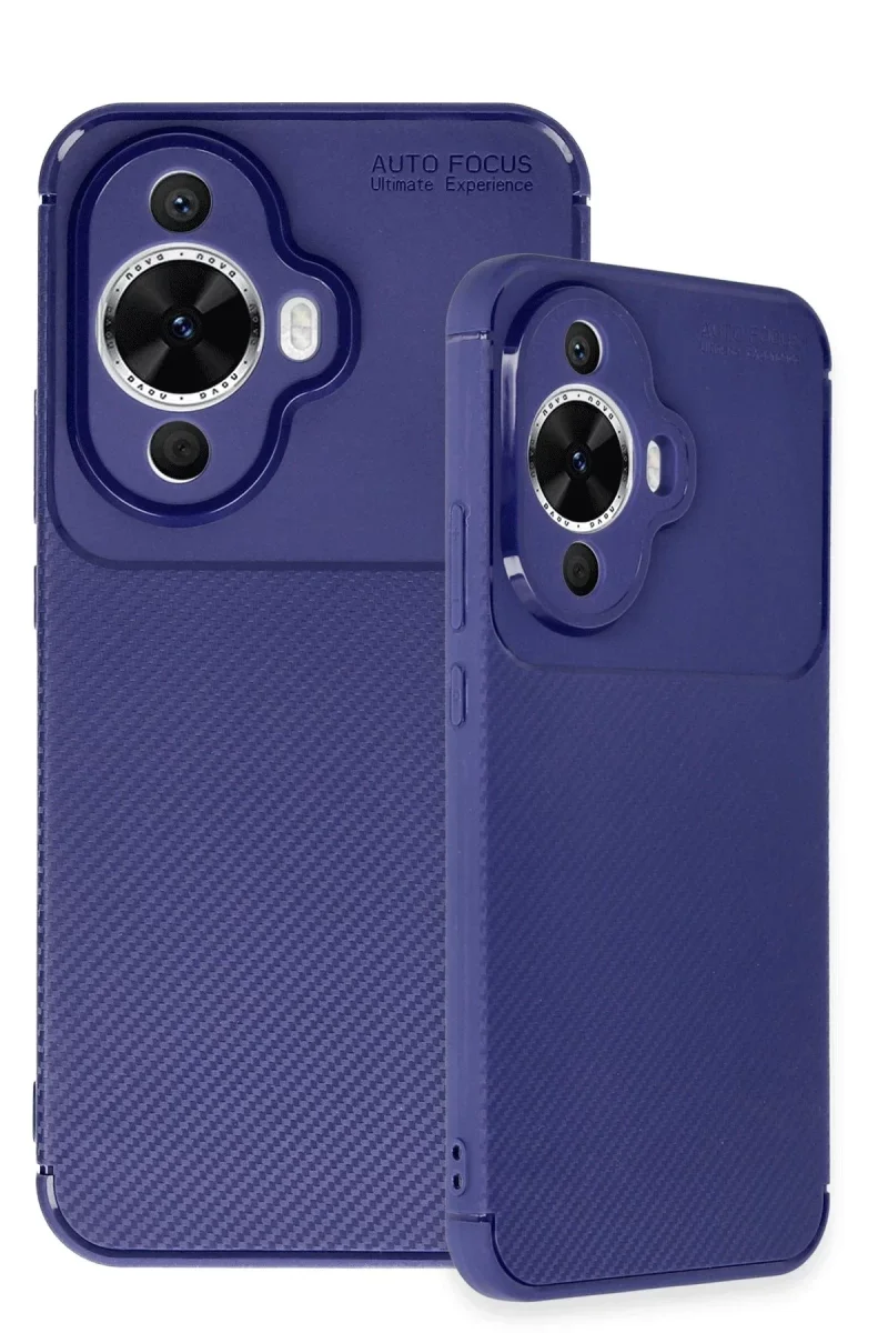 Huawei Nova 12S Kılıf Auto Focus Karbon Kapak - Lacivert Huawei Nova 12S Kılıf Auto Focus Karbon Kapak - Lacivert