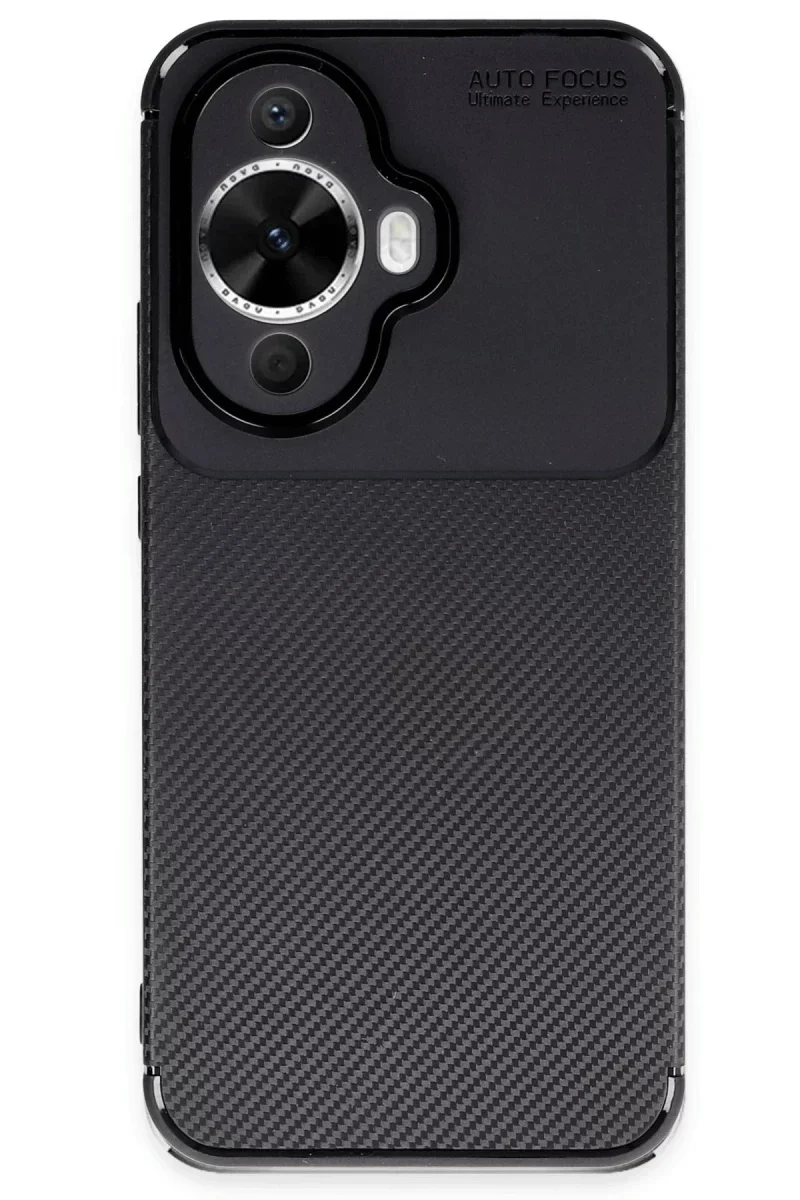 Huawei Nova 12S Kılıf Auto Focus Karbon Kapak - Siyah Huawei Nova 12S Kılıf Auto Focus Karbon Kapak - Siyah