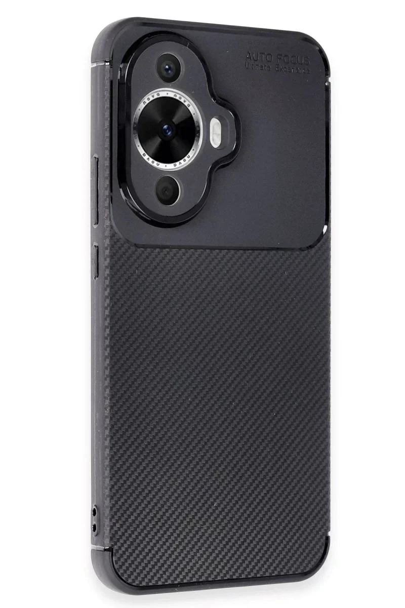Huawei Nova 12S Kılıf Auto Focus Karbon Kapak - Siyah Huawei Nova 12S Kılıf Auto Focus Karbon Kapak - Siyah