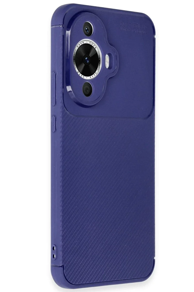 Huawei Nova 12S Kılıf Auto Focus Karbon Kapak - Lacivert Huawei Nova 12S Kılıf Auto Focus Karbon Kapak - Lacivert