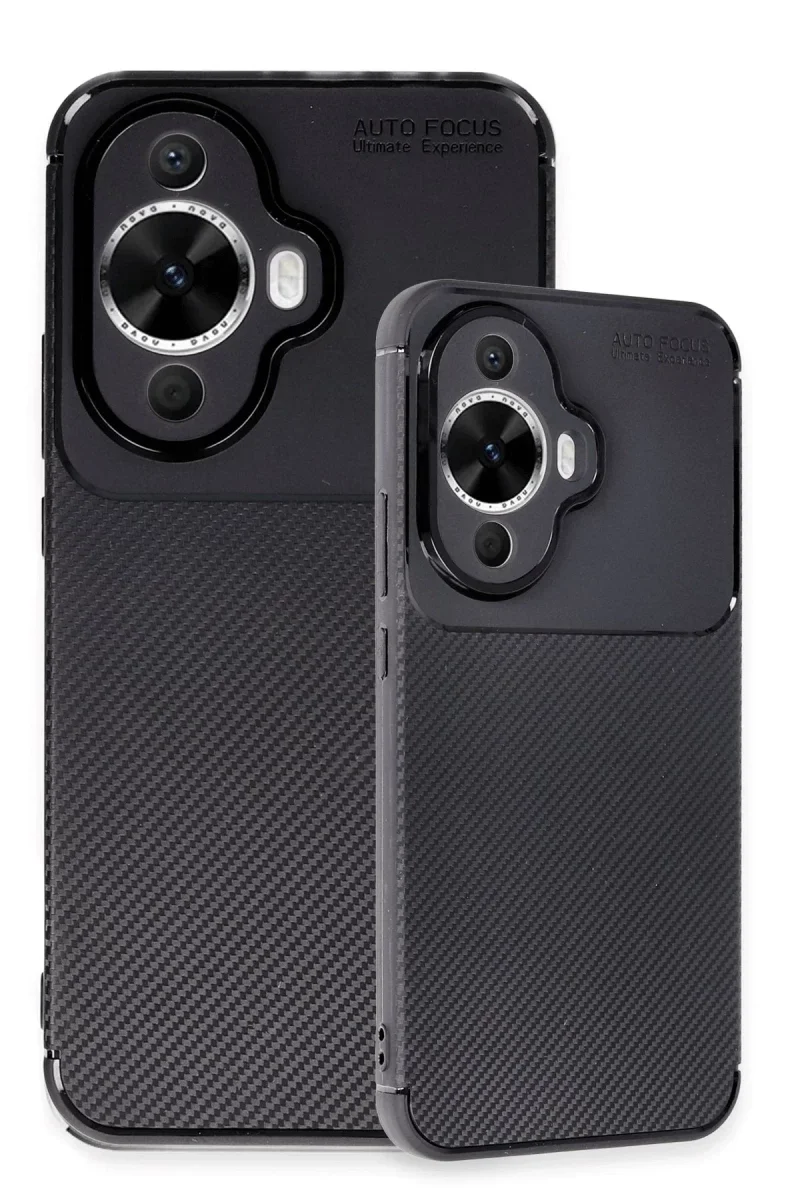 Huawei Nova 12S Kılıf Auto Focus Karbon Kapak - Siyah Huawei Nova 12S Kılıf Auto Focus Karbon Kapak - Siyah