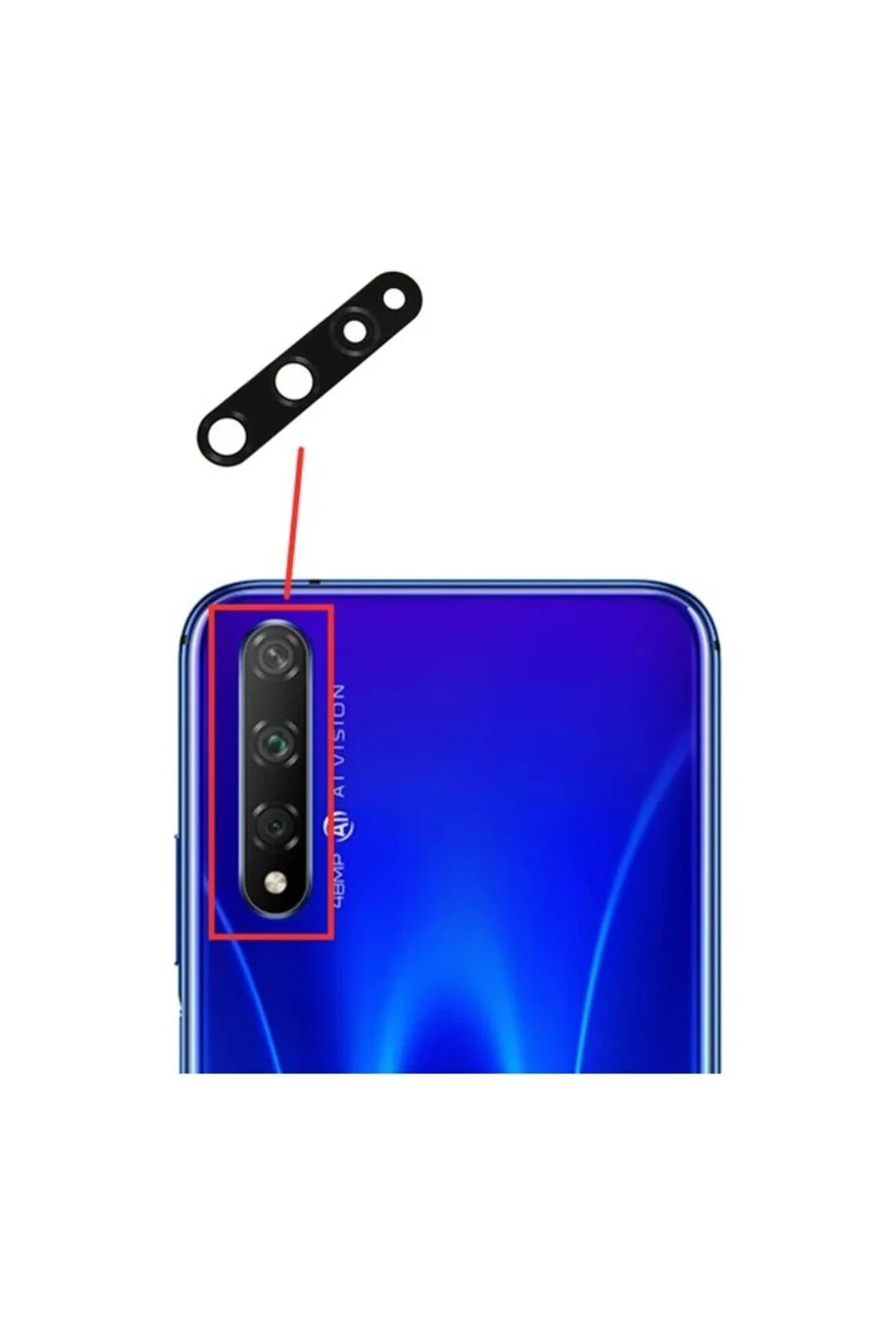 Huawei Nova 5t Arka Kamera Camı Lens Yapışkanlı