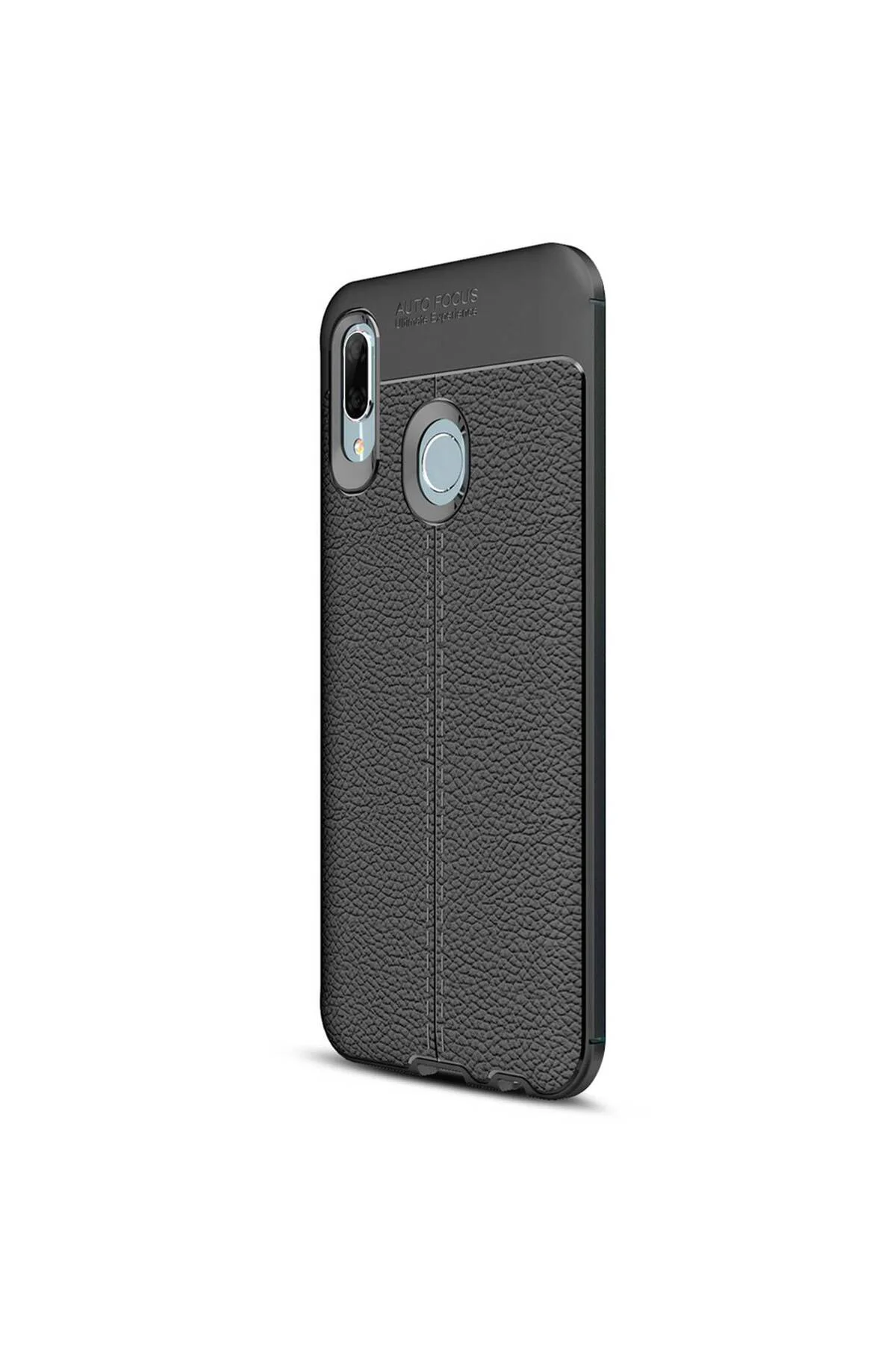 Huawei P Smart 2019 Deri Görünümlü Silikon Siyah