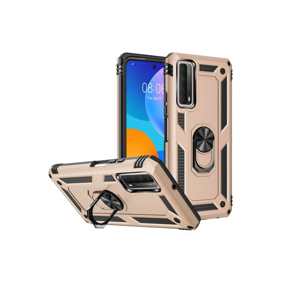 Huawei P Smart 2021 Kılıf Sofya Yüzüklü Silikon Kapak - Gold - Görsel 2
