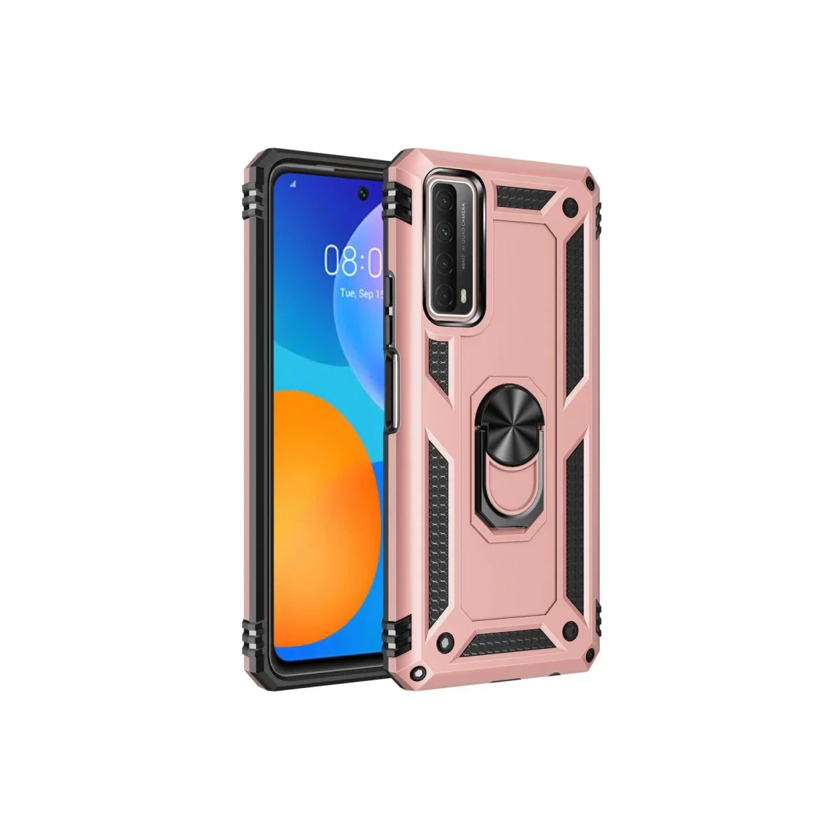 Huawei P Smart 2021 Kılıf Sofya Yüzüklü Silikon Kapak - Rose Huawei P Smart 2021 Kılıf Sofya Yüzüklü Silikon Kapak - Rose