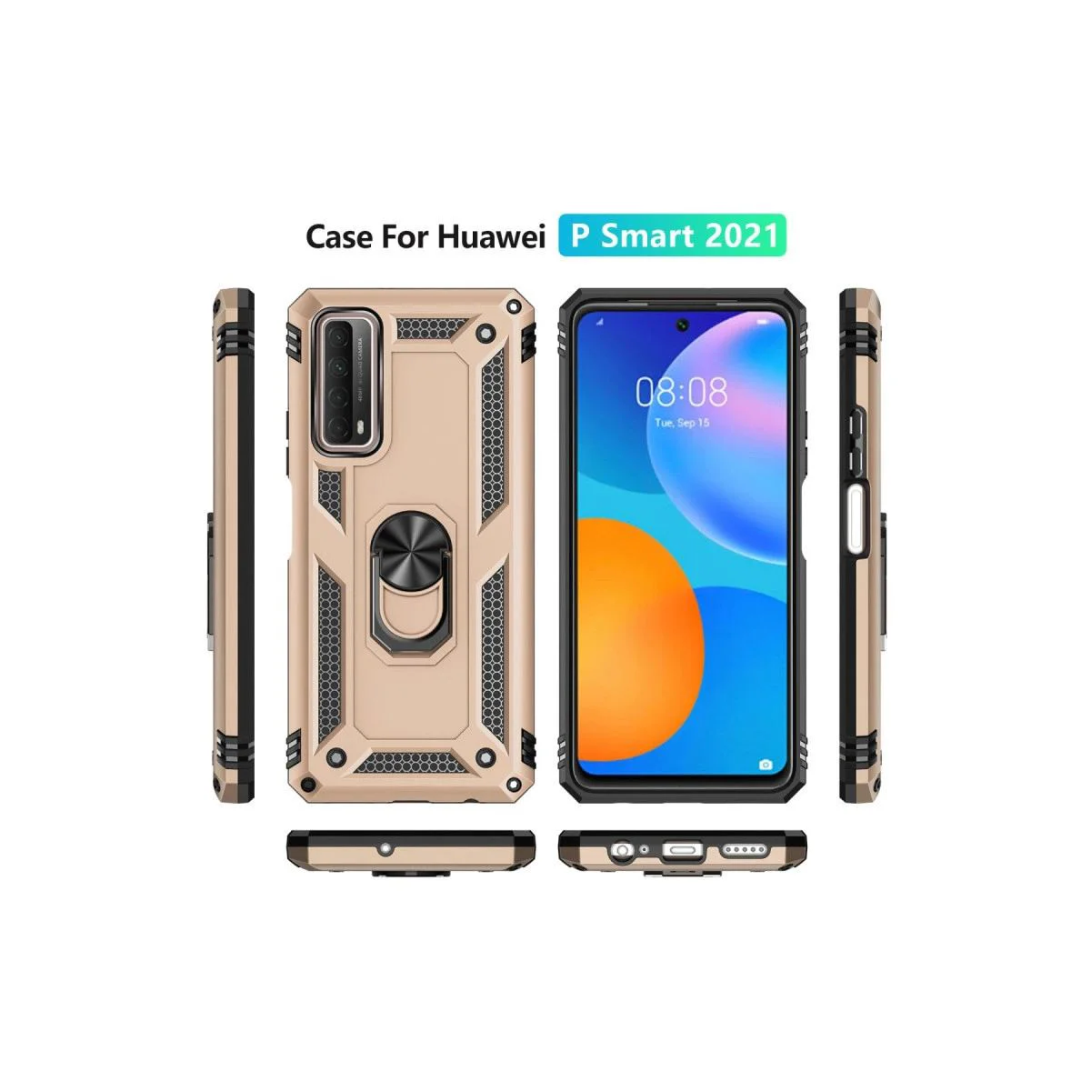 Huawei P Smart 2021 ile Uyumlu Sofya Yüzüklü Silikon Kılıf - Gold