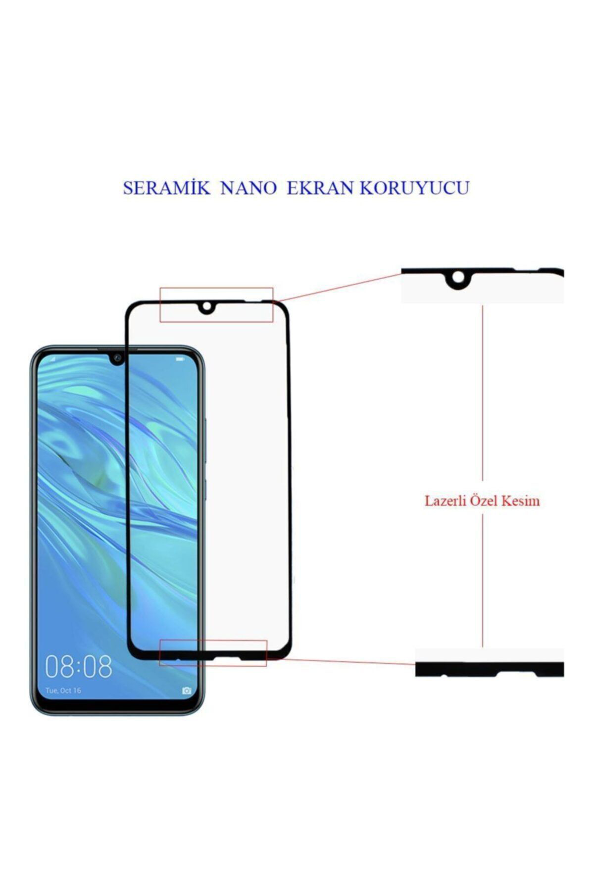 Huawei P Smart 2019 Uyumlu Siyah Seramik Nano Ekran Koruyucu Tam 