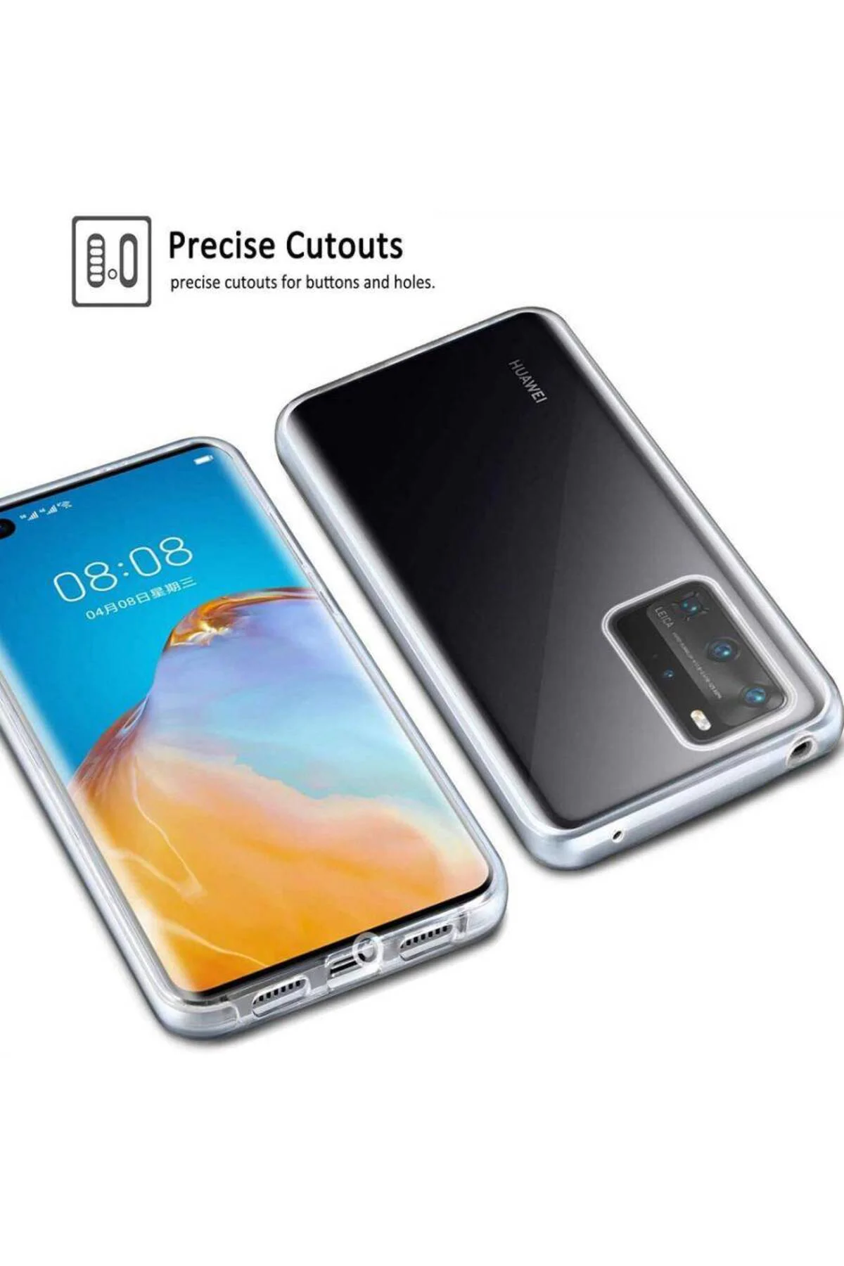 Huawei P40 Çift Taraflı Silikon Kılıf Şeffaf Huawei P40 Çift Taraflı Silikon Kılıf Şeffaf