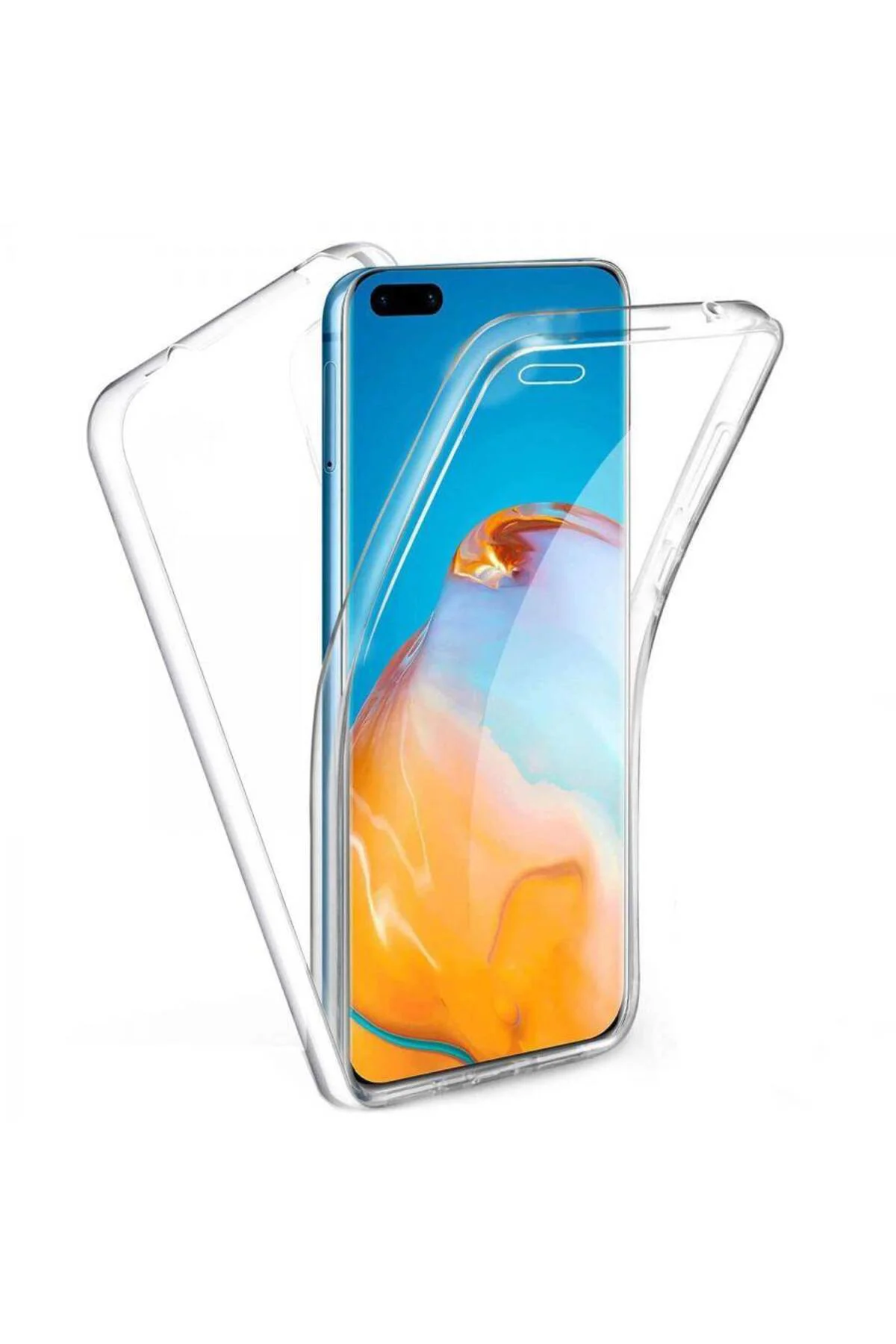 Huawei P40 Çift Taraflı Silikon Kılıf Şeffaf Huawei P40 Çift Taraflı Silikon Kılıf Şeffaf