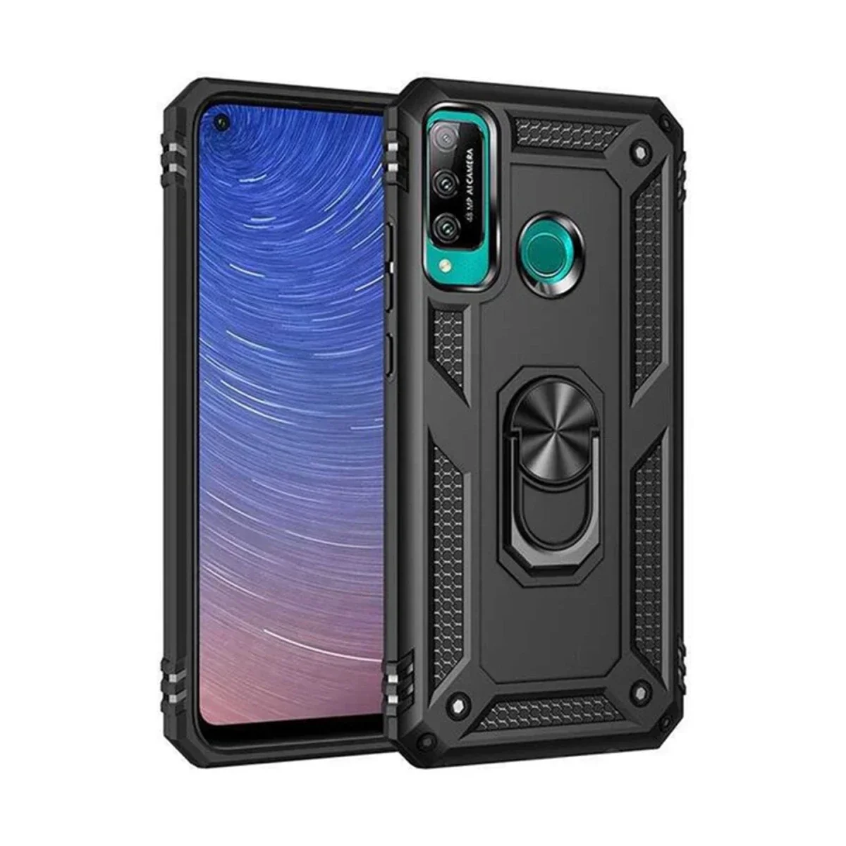 Huawei P40 Lite E Kılıf Sofya Yüzüklü Silikon Kapak - Siyah Huawei P40 Lite E Kılıf Sofya Yüzüklü Silikon Kapak - Siyah