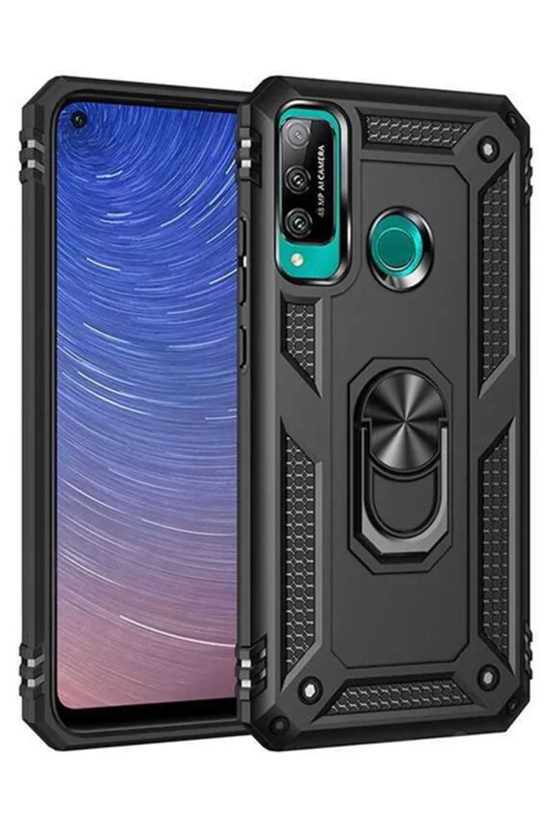 Huawei P40 Lite E Kılıf Sofya Yüzüklü Silikon Kapak - Siyah Huawei P40 Lite E Kılıf Sofya Yüzüklü Silikon Kapak - Siyah