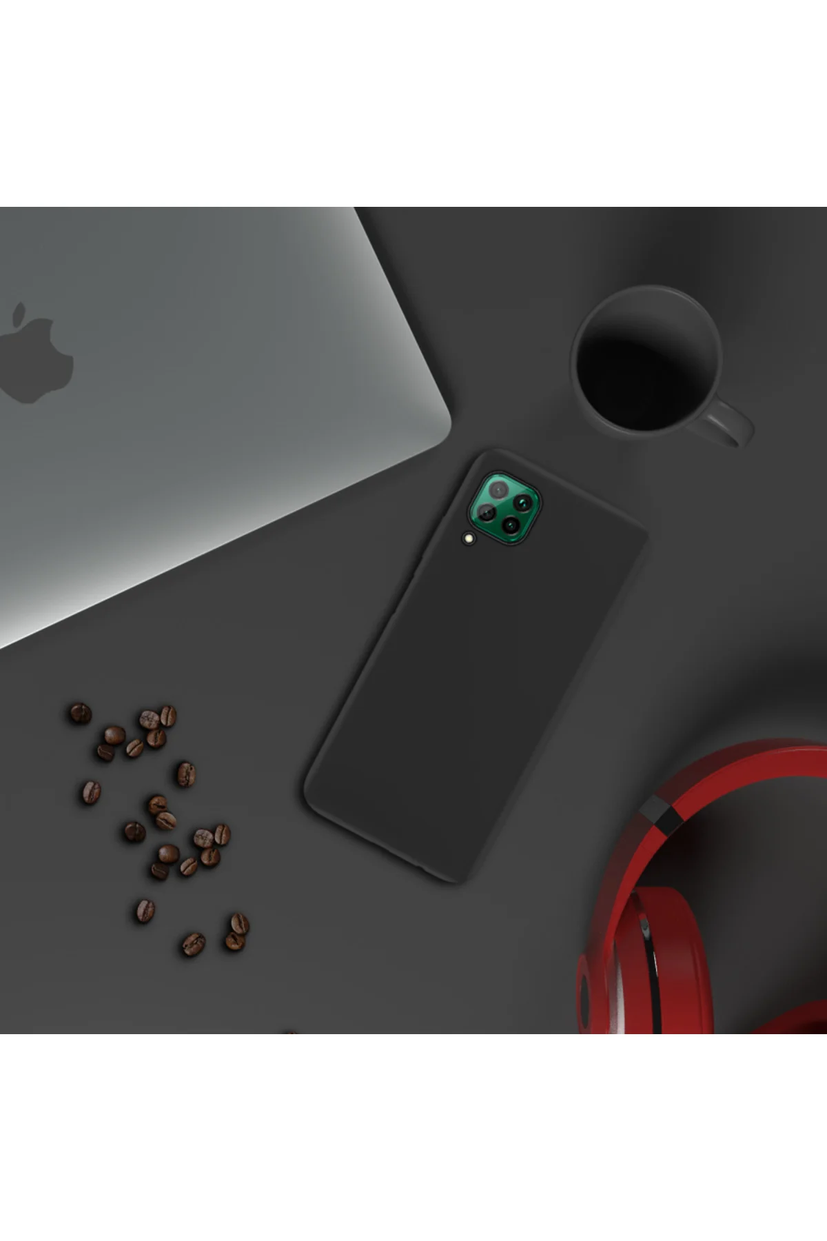 Huawei P40 Lite İnce Mat Silikon Kılıf Siyah