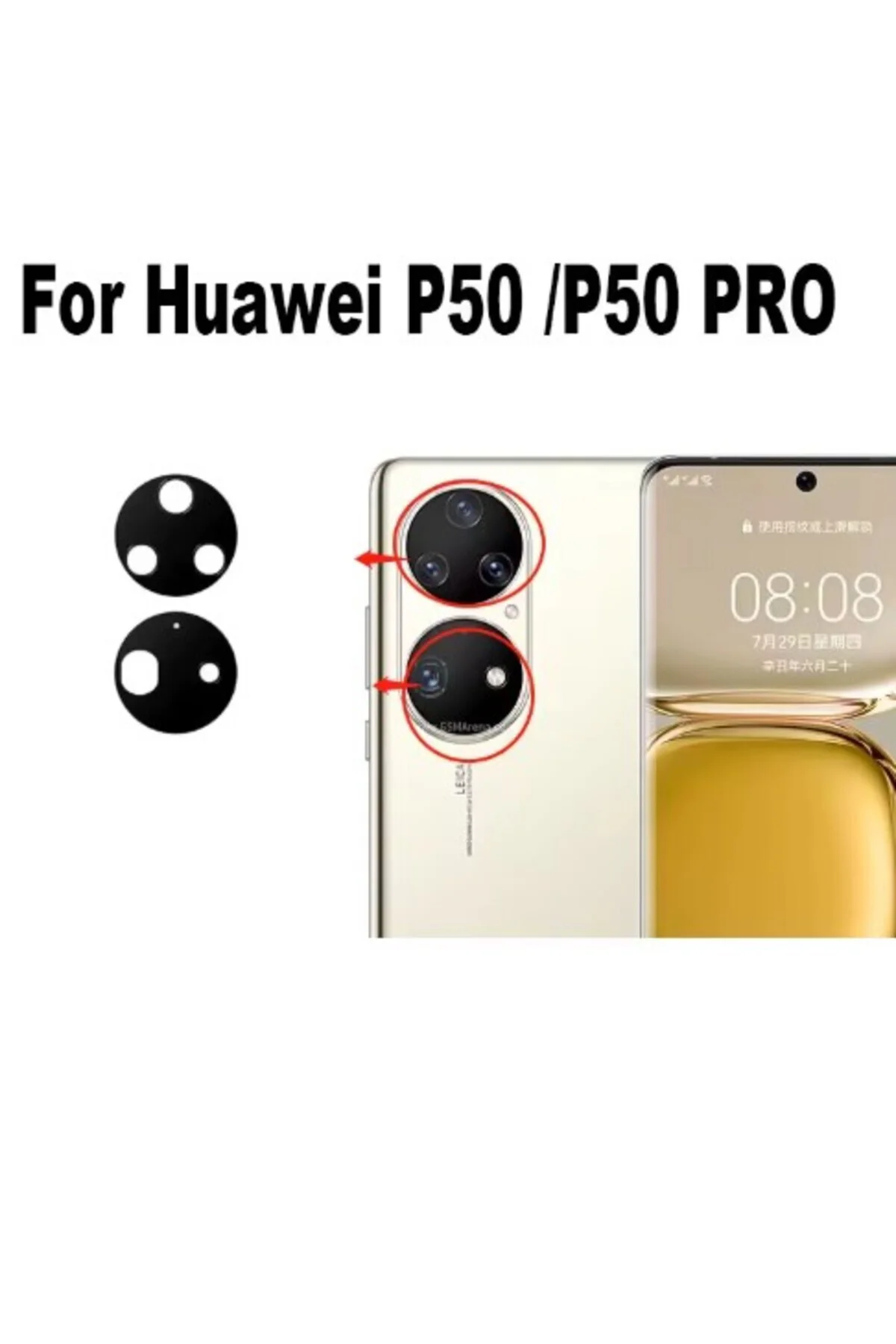 Huawei P50 PRO için 1 adet yeni arka kamera cam arka Lens Len yapıştırıcı Sticker ile