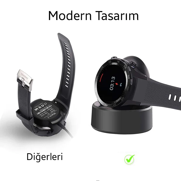 Huawei Watch 2 Gen Manyetik Şarj Cihazı Standlı (5775) - Hızlı ve Güvenli Şarj
