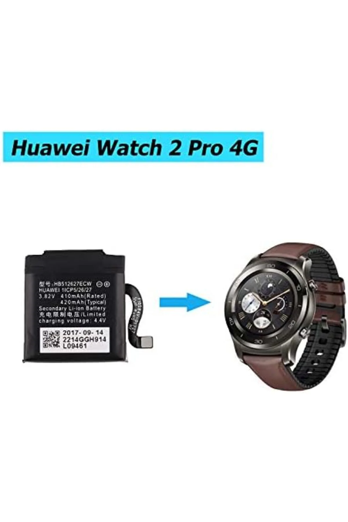 Huawei Watch 2, Watch 2 Pro, Watch GT+ saat pili HB512627ECW yedek pil batarya +tamir seti Huawei Watch 2, Watch 2 Pro, Watch GT+ saat pili HB512627ECW yedek pil batarya +tamir seti